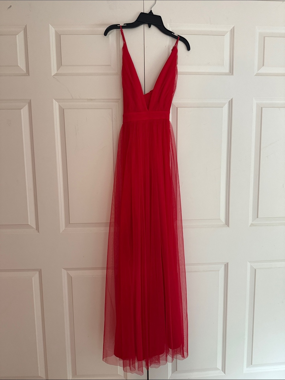 Red V-Neck Maxi Dress